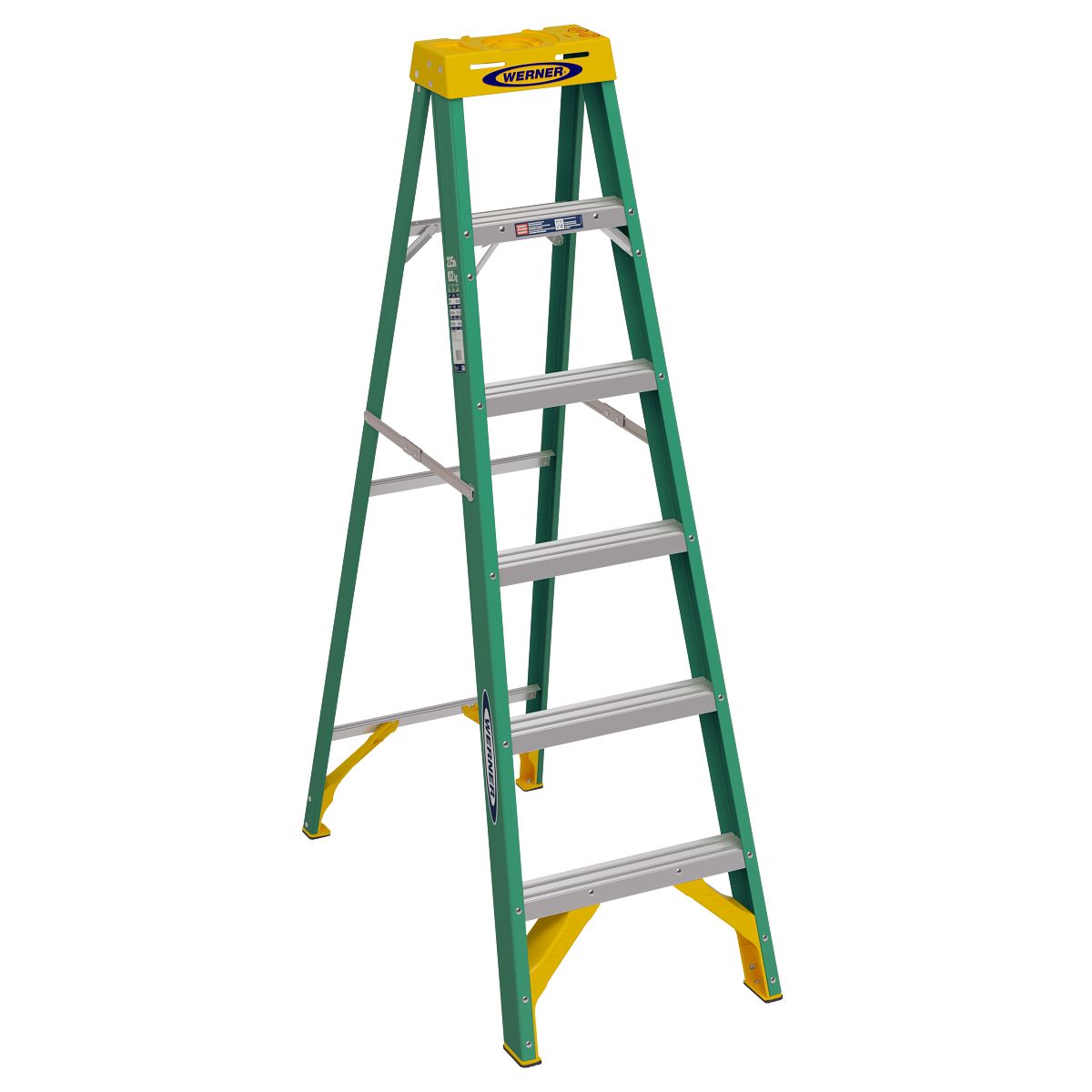 Werner 6 ft Fiberglass Step Ladder – Type II Duty (225 lb Capacity)